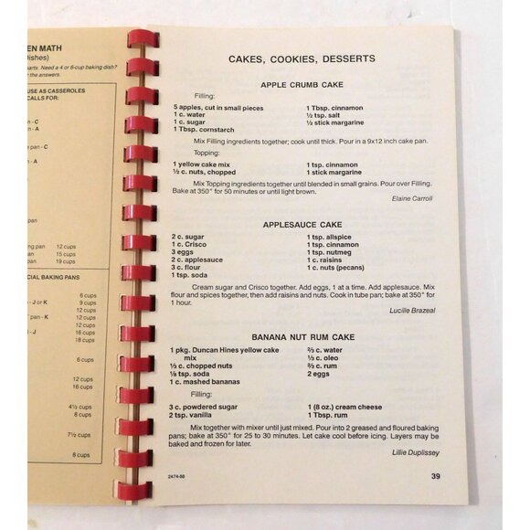 Vintage 1989 Treasured Recipes Cookbook From Allen Senior Citizens PB Spiral - Picture 7 of 7